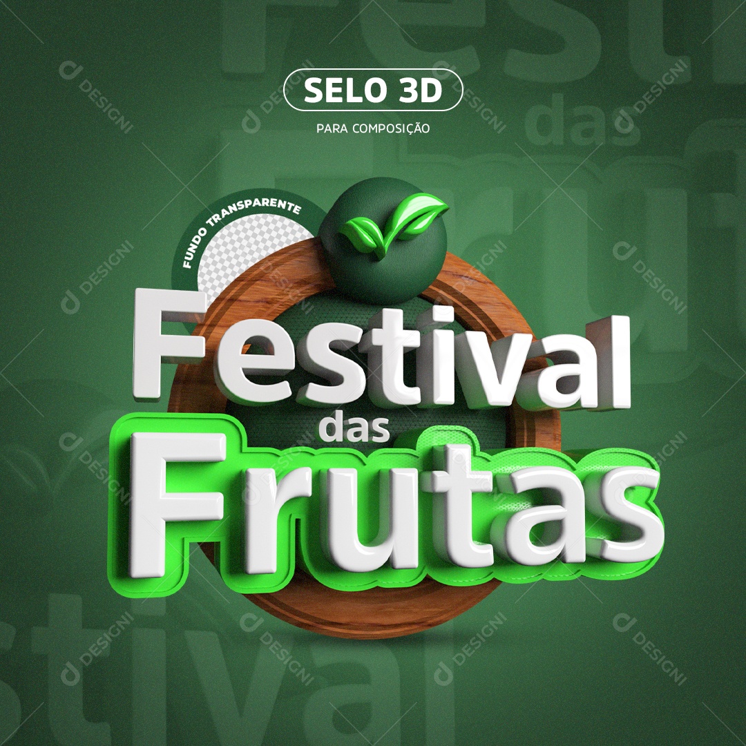 Festival das Frutas Selo 3D para Composição PSD