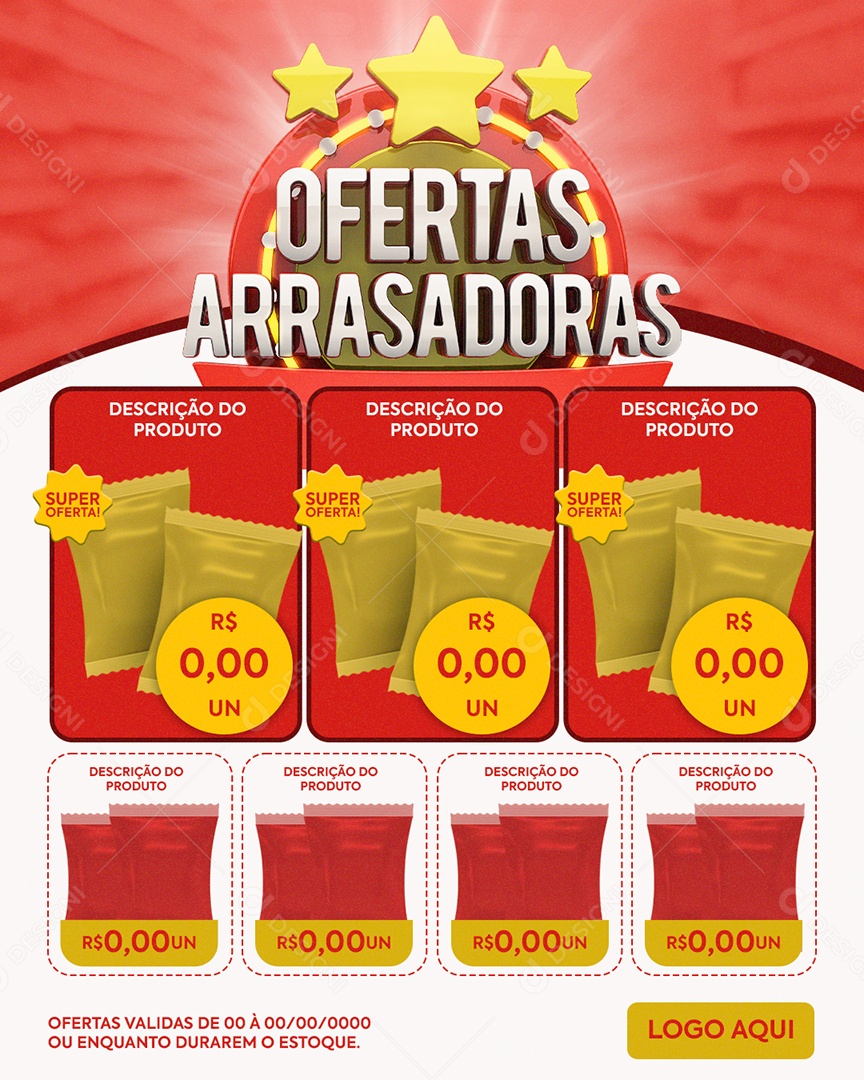 Encarte Ofertas Arrasadoras Produtos Social Media PSD Editável