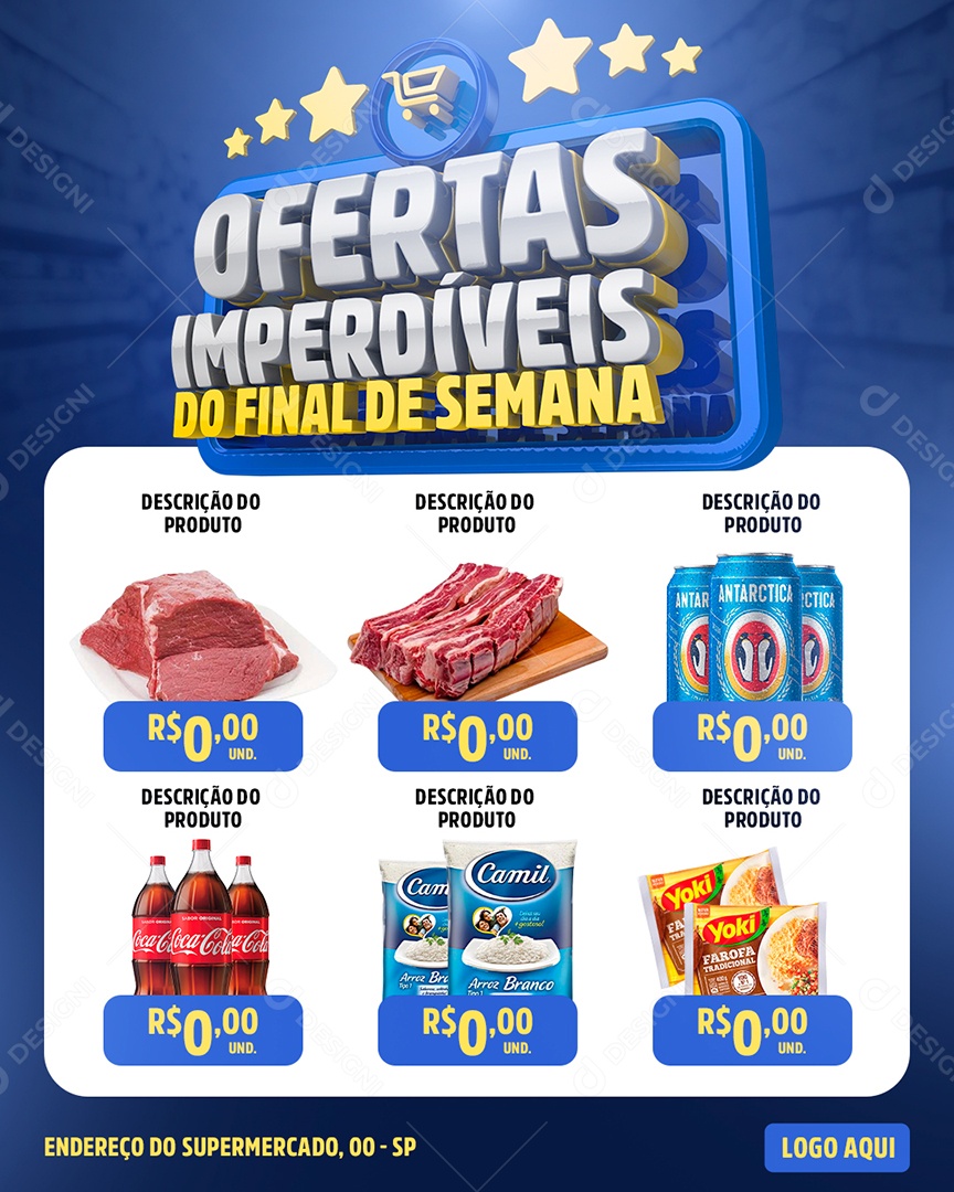 Encarte Ofertas Imperdíveis Do Final de Semana Carne Cerveja Social Media PSD Editável