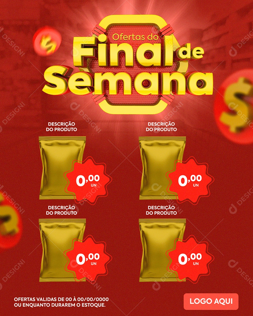 Encarte Ofertas do Final de Semana Supermercado Social Media PSD Editável