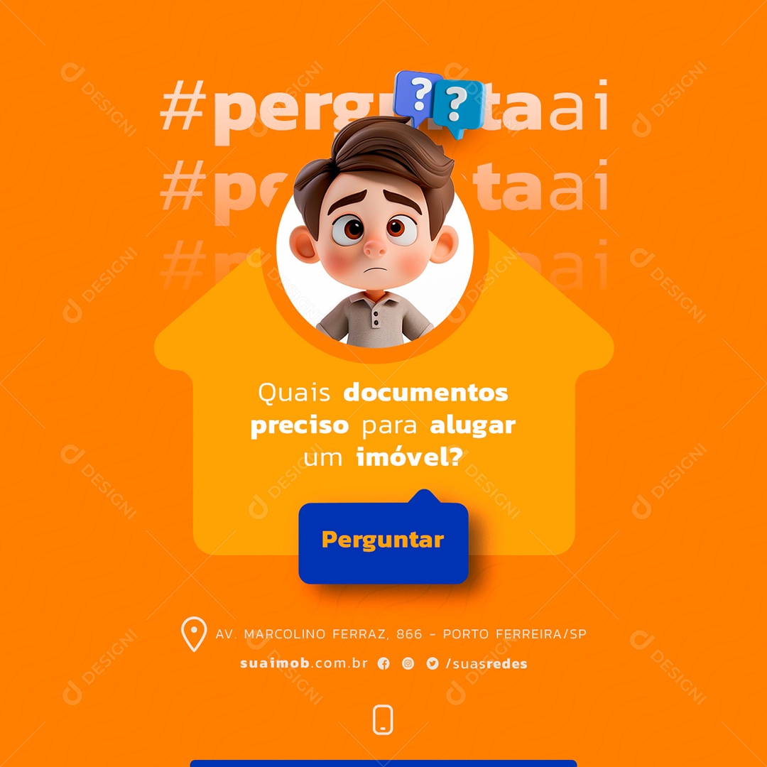 Imobiliária Quais Documentos Preciso para Alugar um Imóvel Social Media PSD Editável
