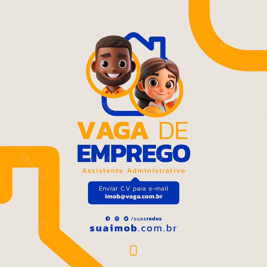 Imobiliária Vaga de Emprego Assistente Administrativo Social Media PSD Editável