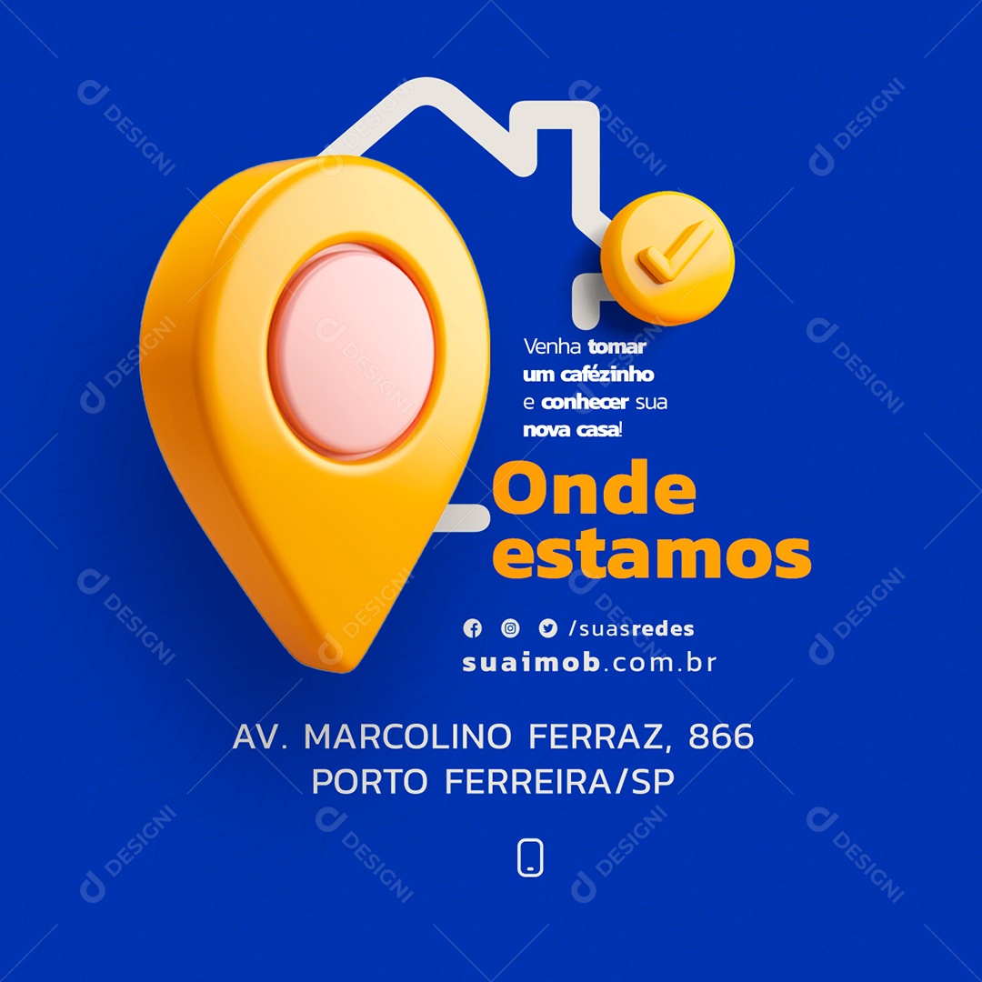 Imobiliária Onde Estamos Venha Tomar um Cafézinho Social Media PSD Editável