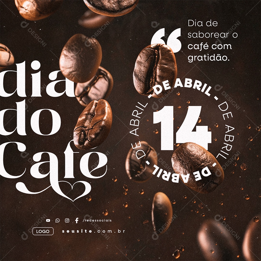 Social Media Dia Mundial do Café 14 De Abril Dia de Saborear o Café PSD Editável