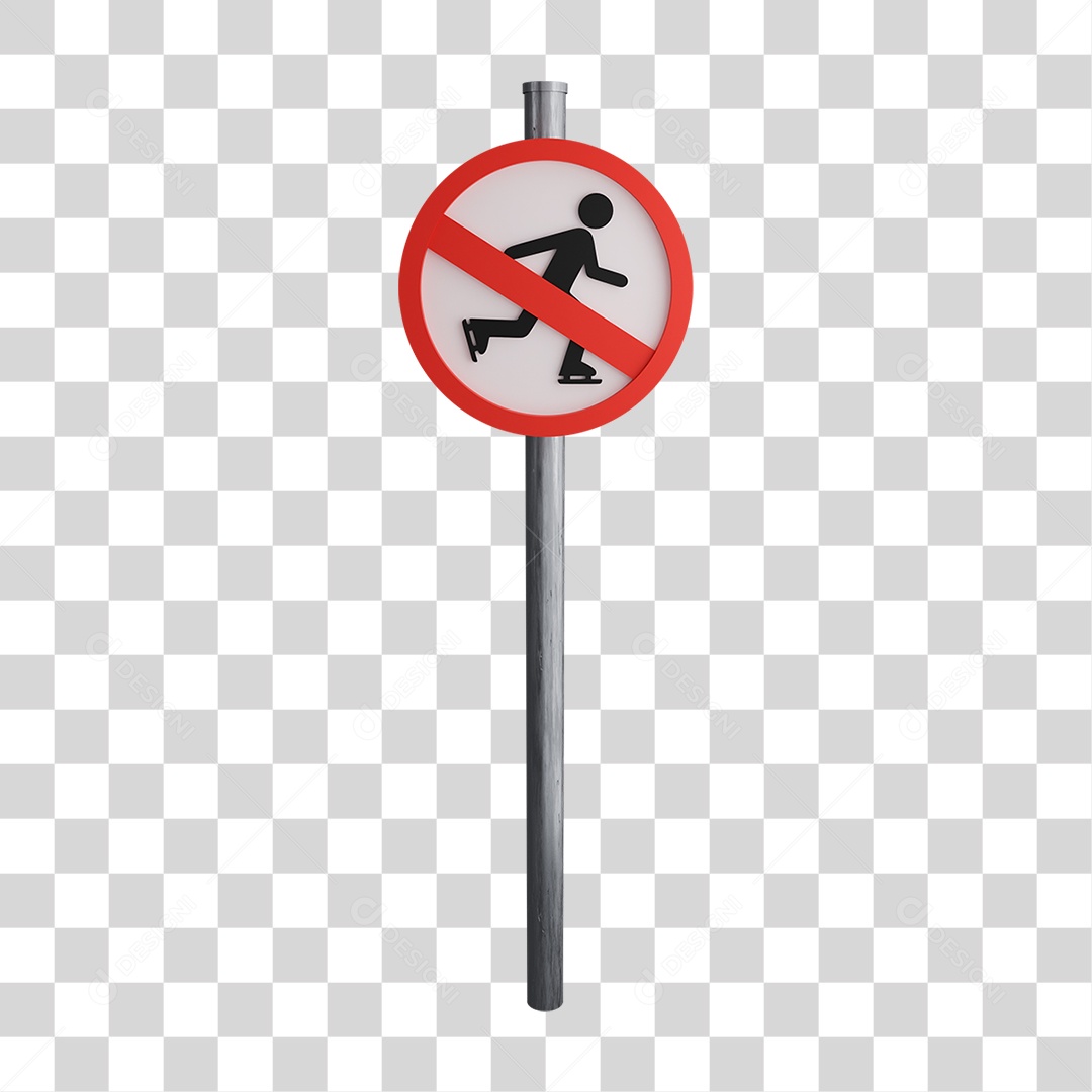 Placa Proibido Patinação na Estrada PNG Transparente