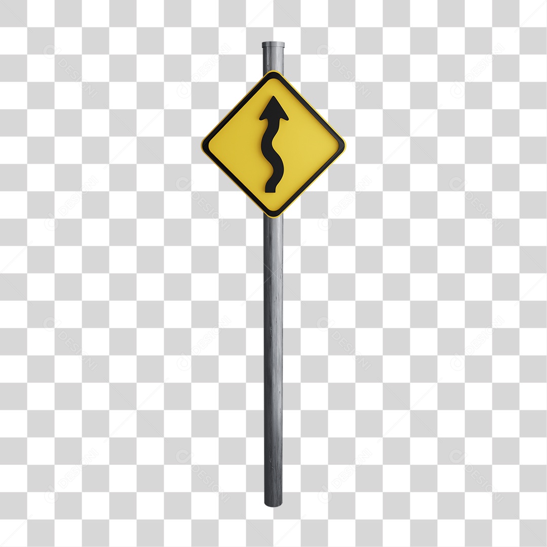 Placa de Sinuoso na Estrada PNG Transparente