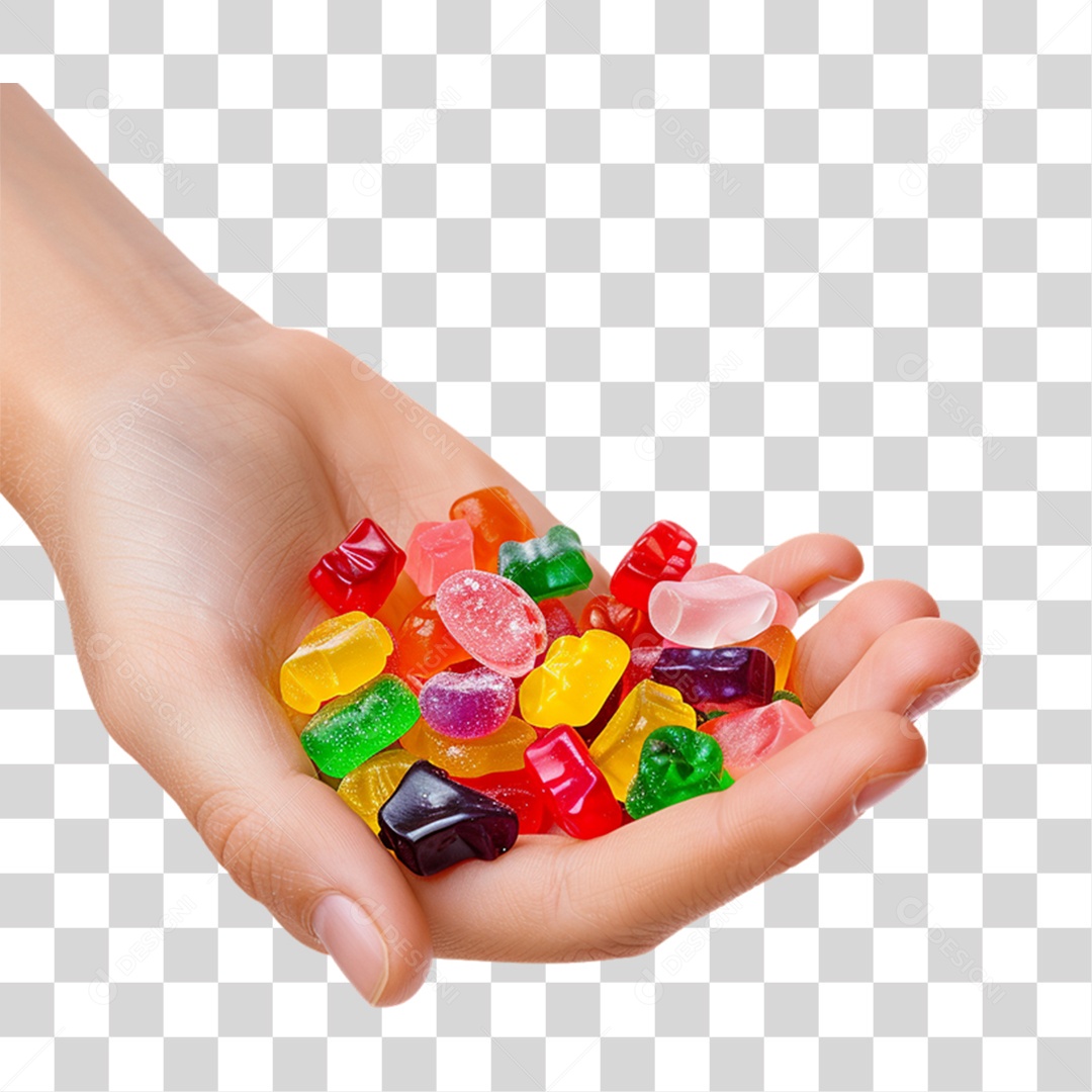 Mão Segurando Doces Balas PNG Transparente