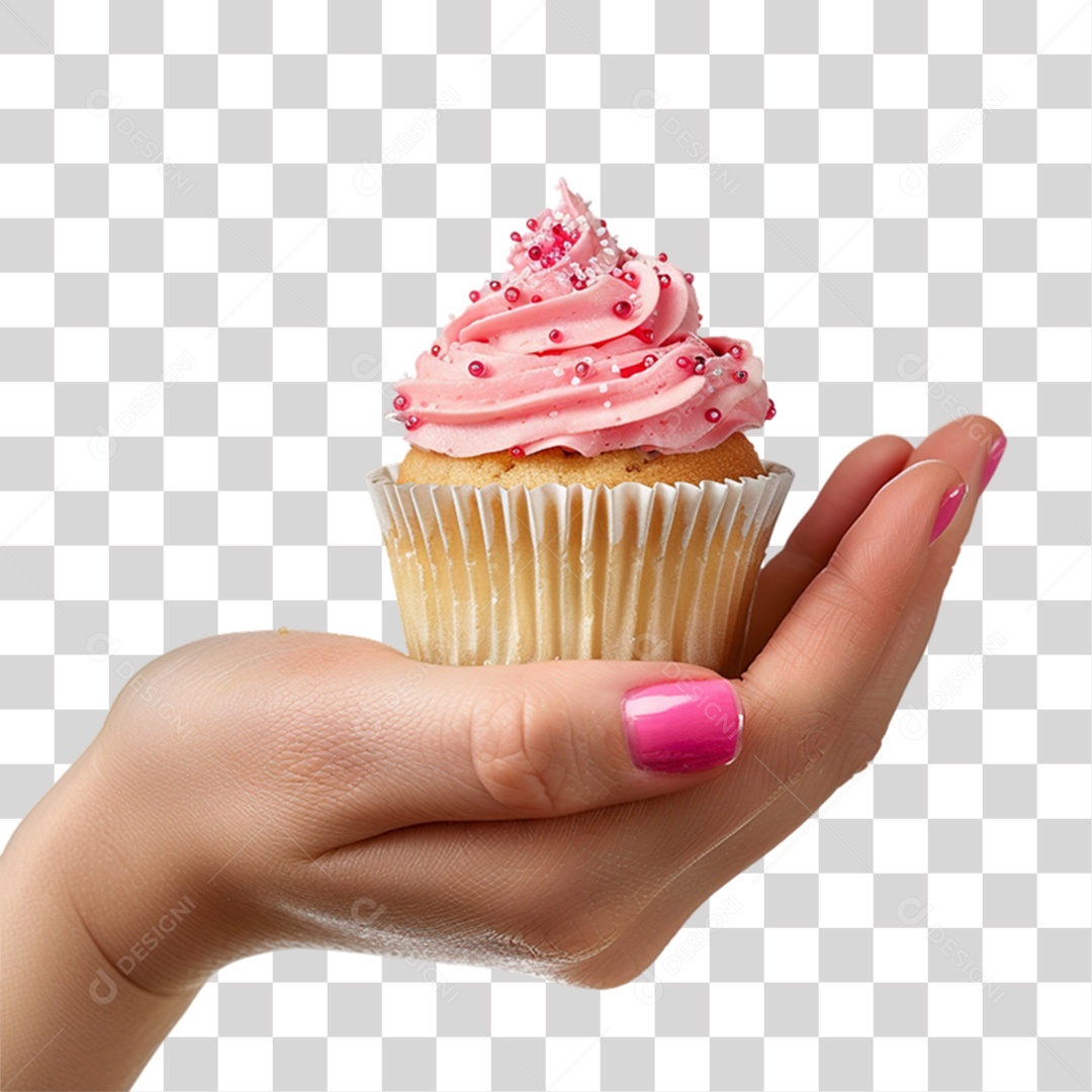Mão Segurando Cupcake PNG Transparente