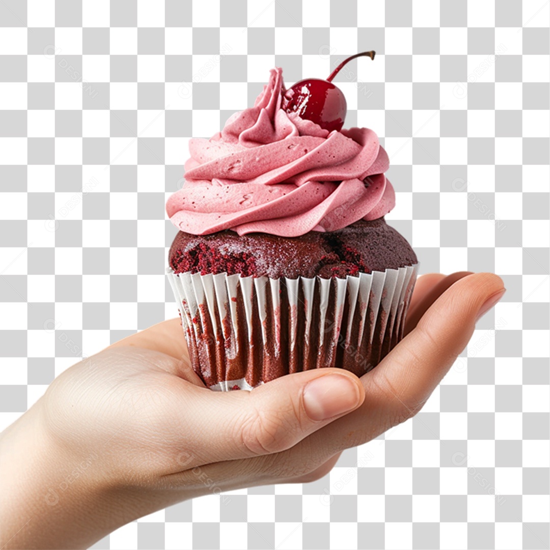 Mão Segurando Cupcake PNG Transparente