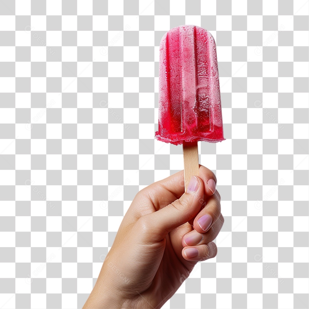 Mão Segurando Picolé de Fruta PNG Transparente