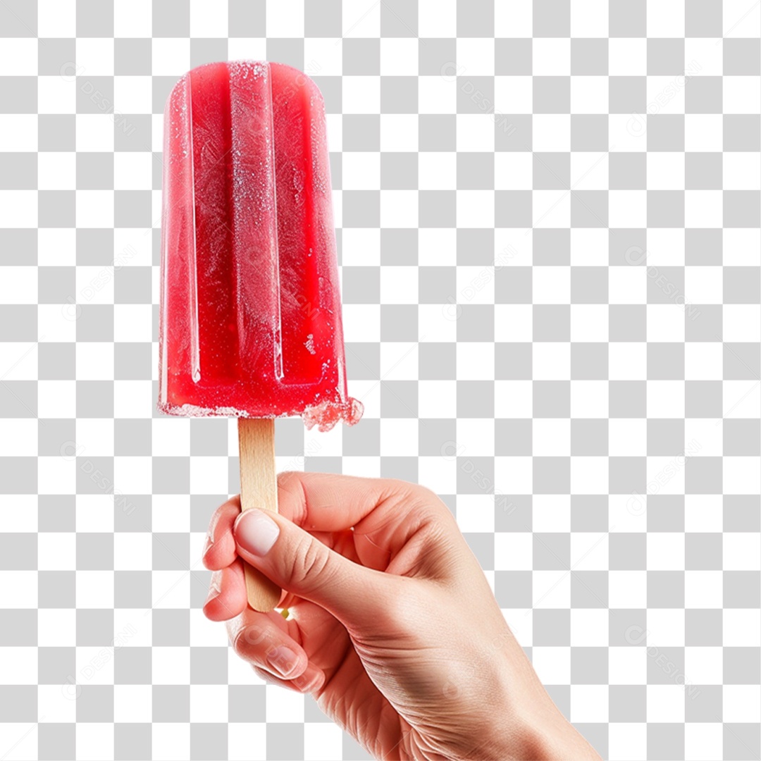 Mão Segurando Picolé de Fruta PNG Transparente