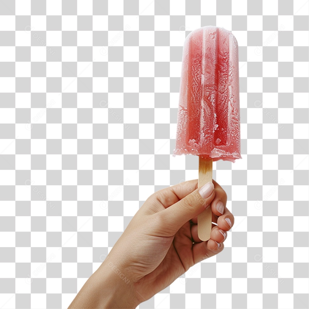 Mão Segurando Picolé de Fruta PNG Transparente