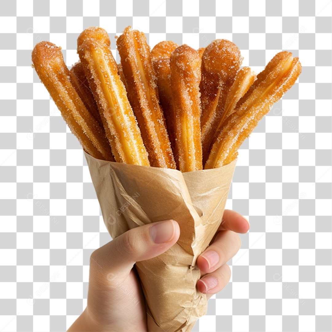 Mão Segurando Churros PNG Transparente
