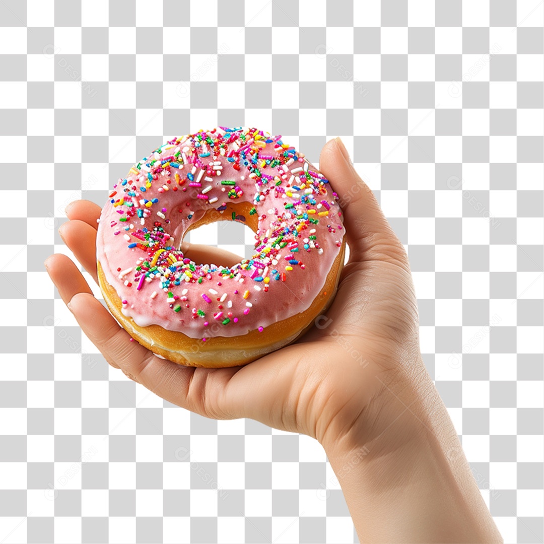 Mão Segurando Donuts PNG Transparente