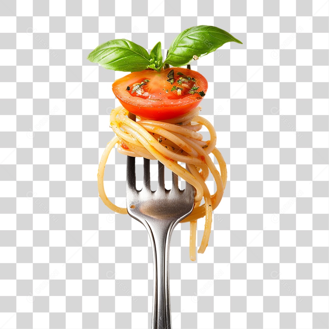 Garfo com Macarrão Macarronada PNG Transparente