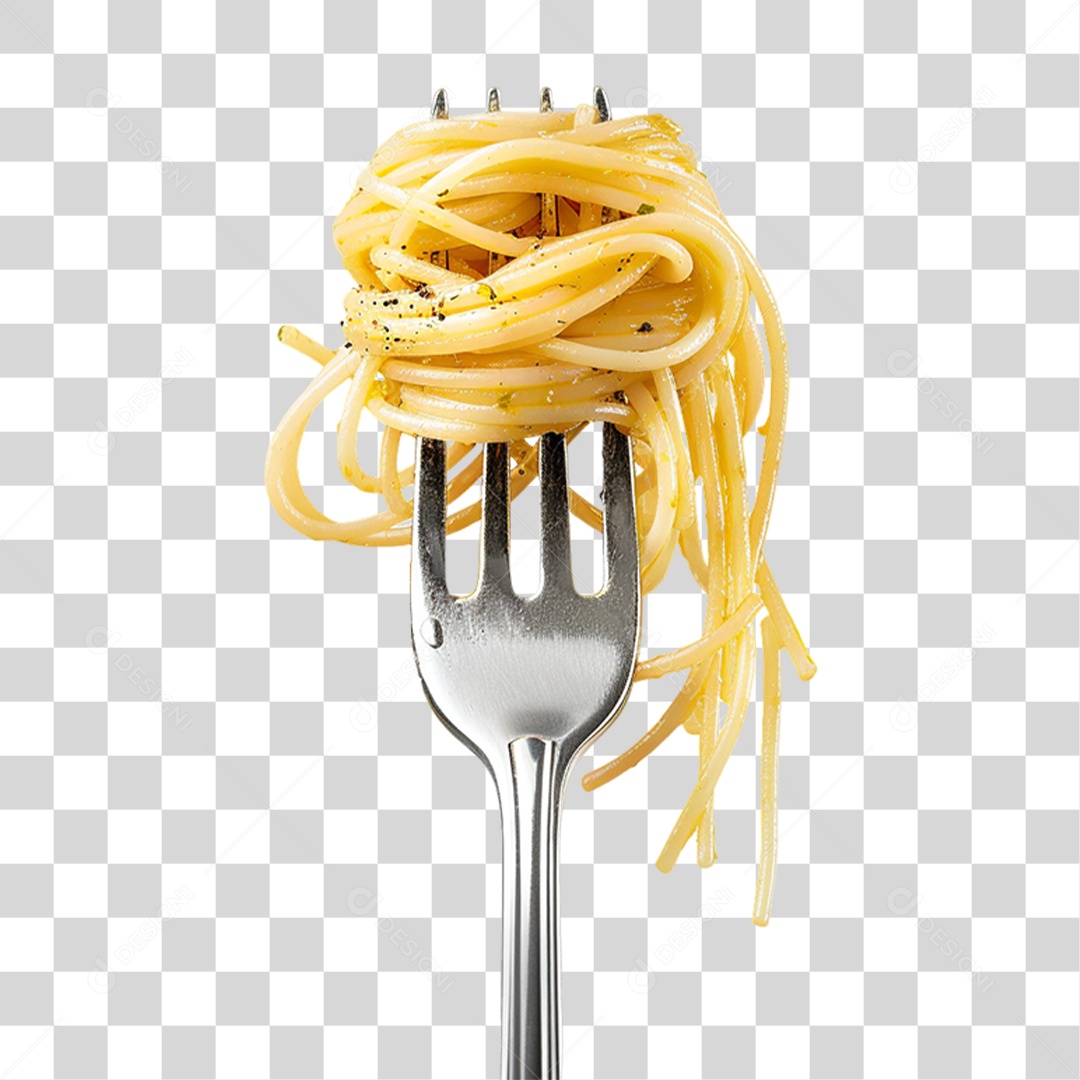Garfo com Macarrão Macarronada PNG Transparente