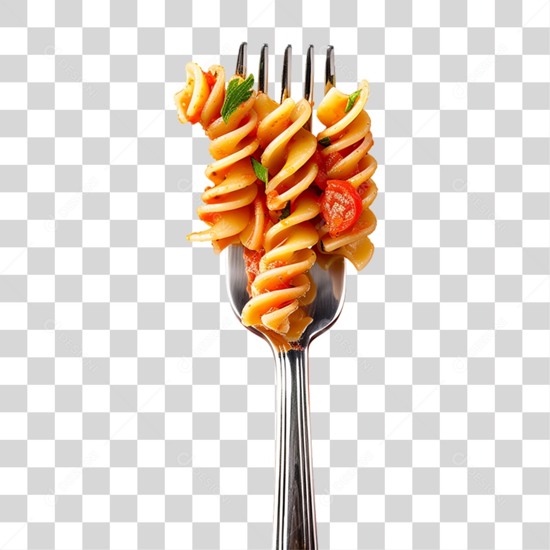 Garfo com Macarrão Macarronada PNG Transparente