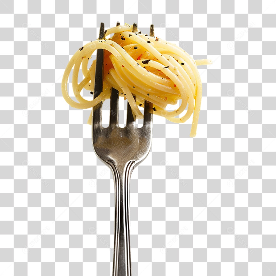 Garfo com Macarrão Macarronada PNG Transparente
