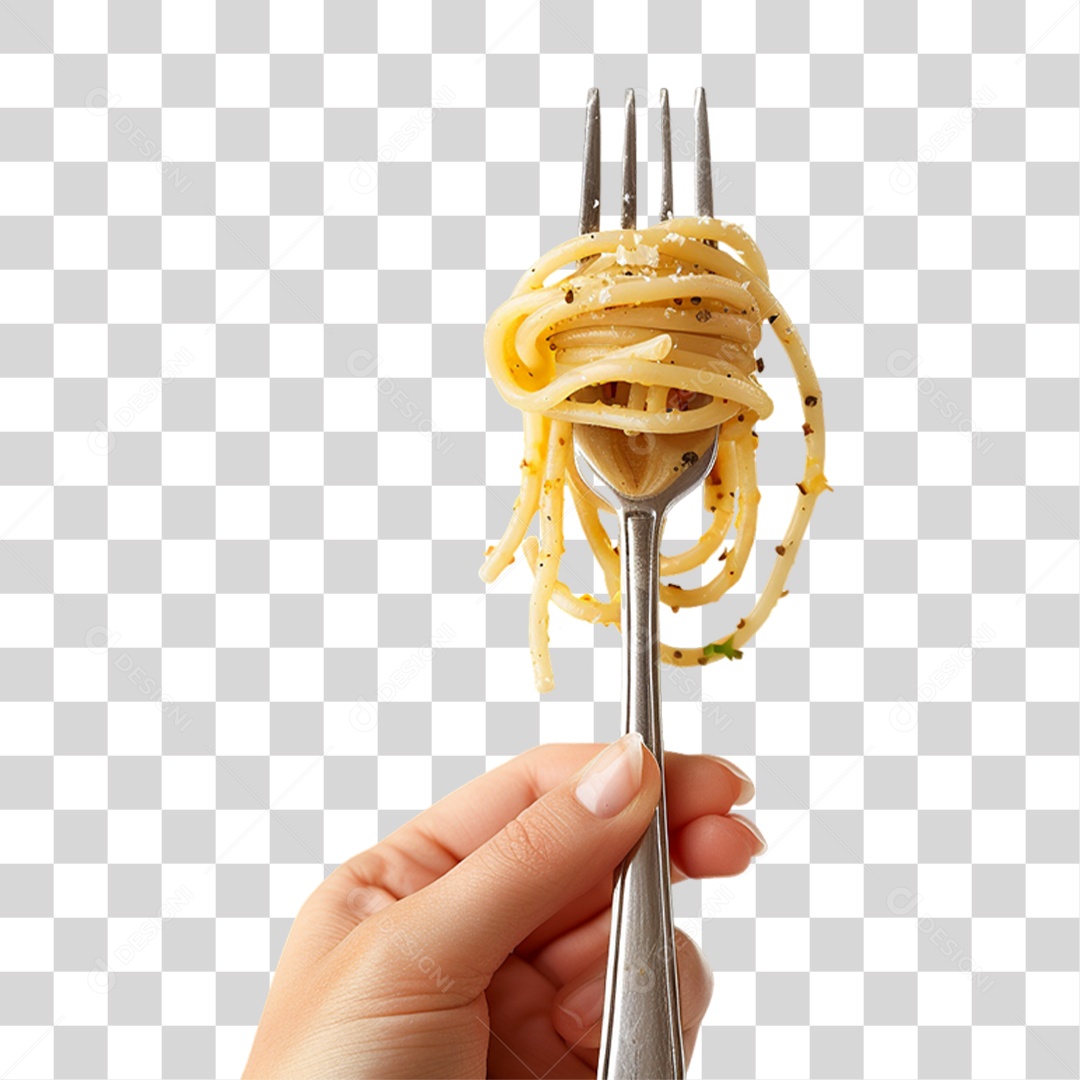 Garfo com Macarrão Macarronada PNG Transparente