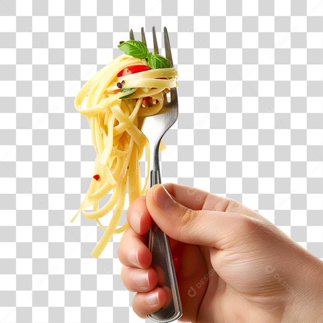 Garfo com Macarrão Macarronada PNG Transparente