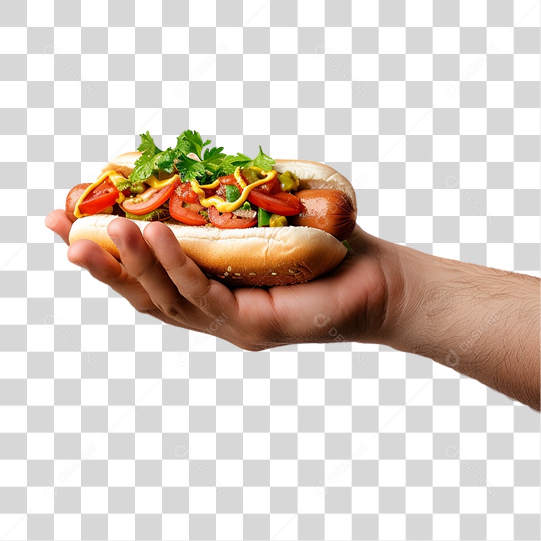 Mão com Sanduiche PNG Transparente