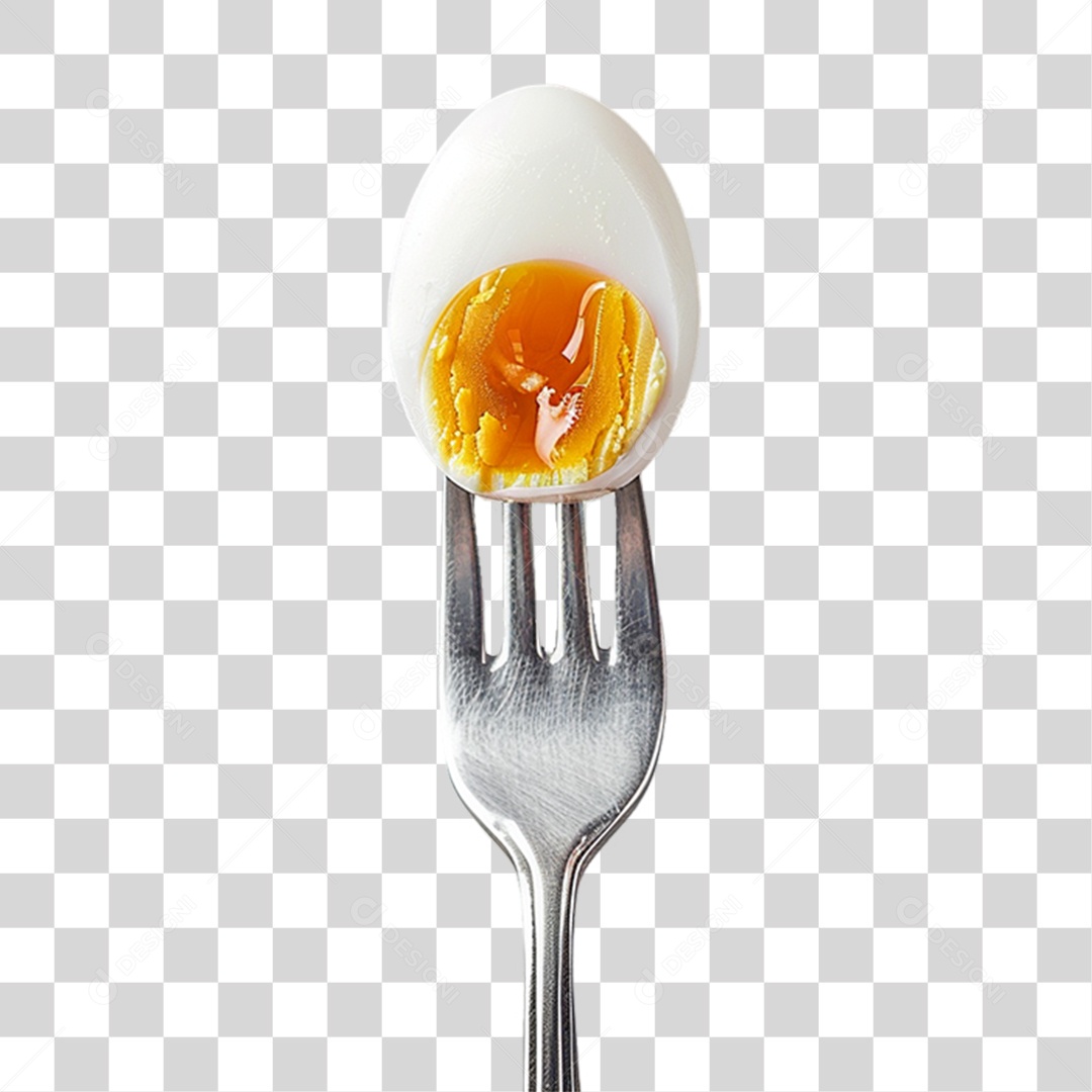 Garfo com Ovo Cozido PNG Transparente