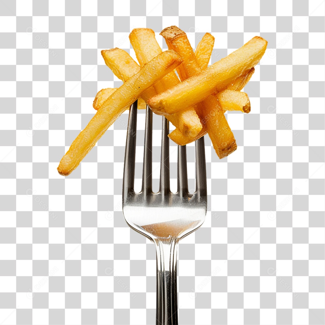 Garfo Batata Frita PNG Transparente