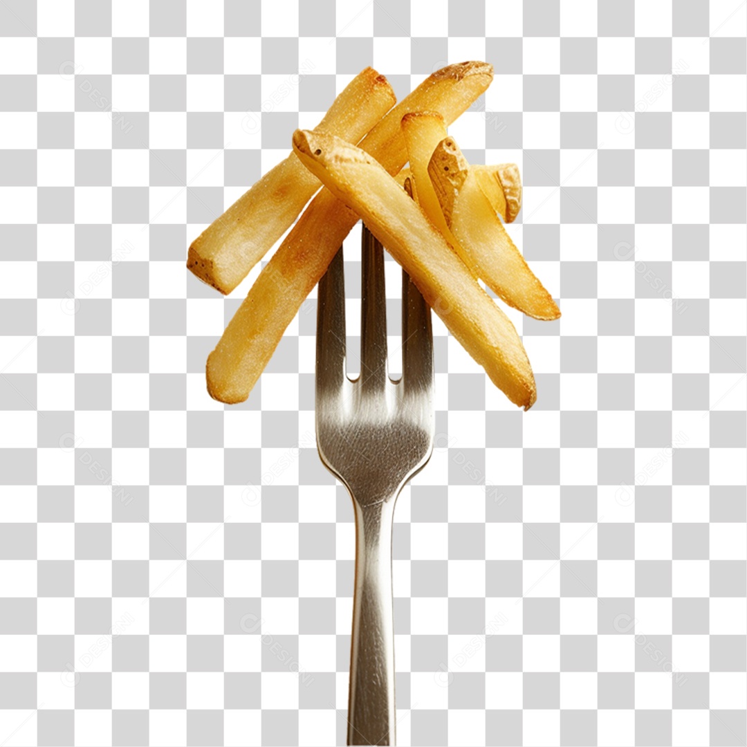 Garfo Batata Frita PNG Transparente