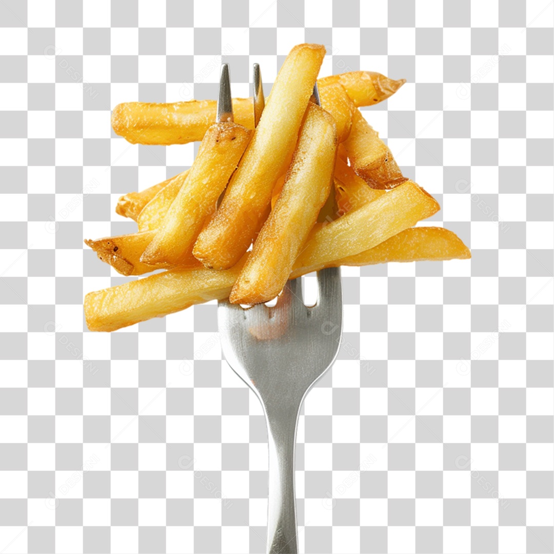 Garfo Batata Frita PNG Transparente