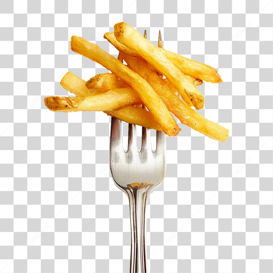 Garfo Batata Frita PNG Transparente