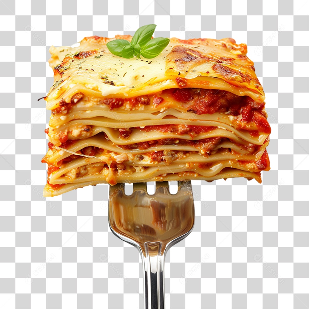 Transparent PNG Lasagna Fork with Slice