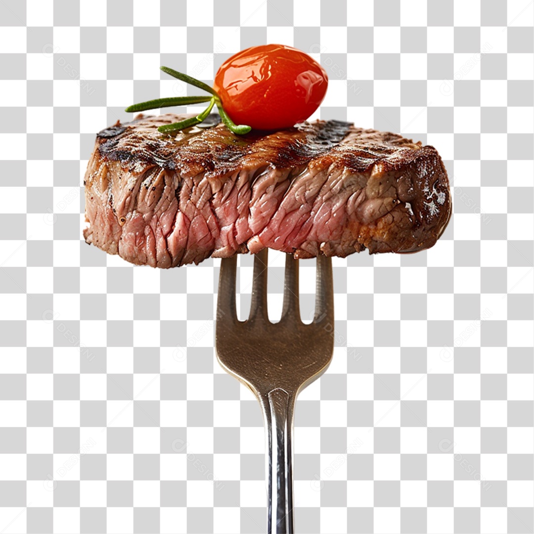 Fork with Piece of Meat Transparent PNG