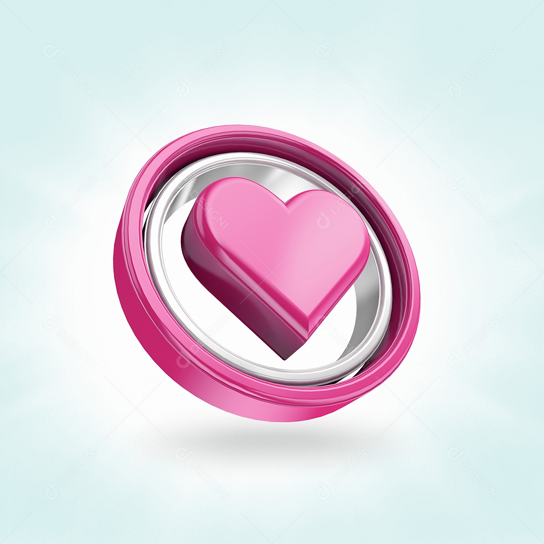 Coração Rosa Elemento 3D PSD