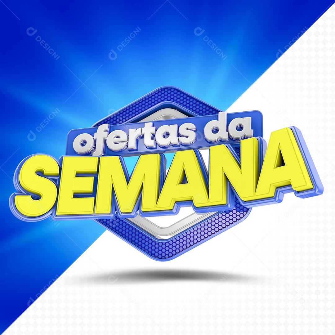 Oferta da Semana Azul Selo 3D Para Composição PSD