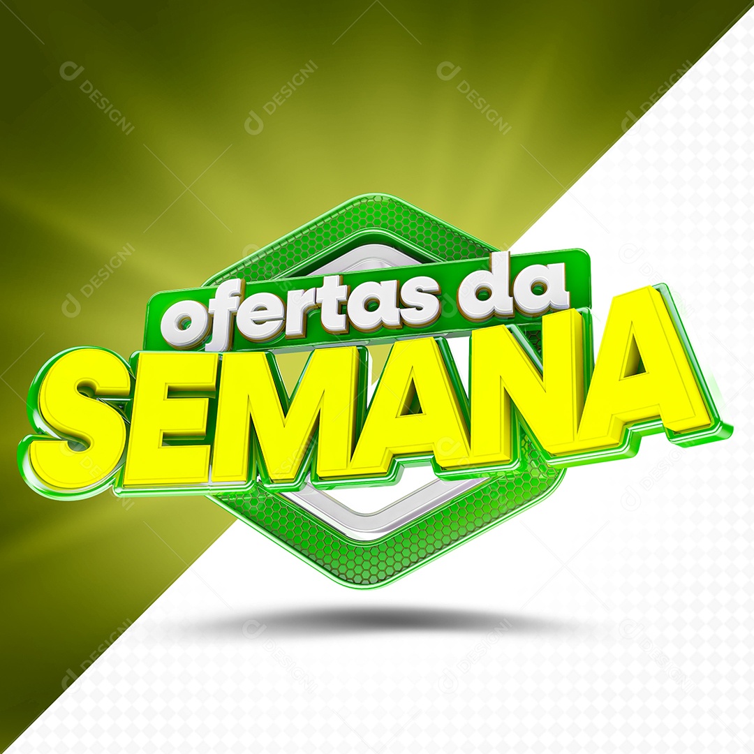 Oferta da Semana Verde Selo 3D Para Composição PSD