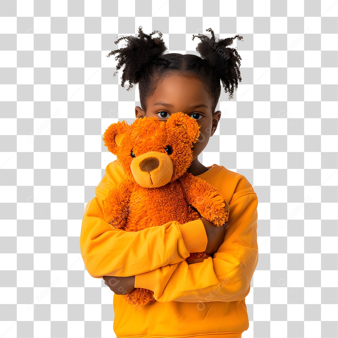 Criança Vestida com Roupa Laranja PNG Transparente