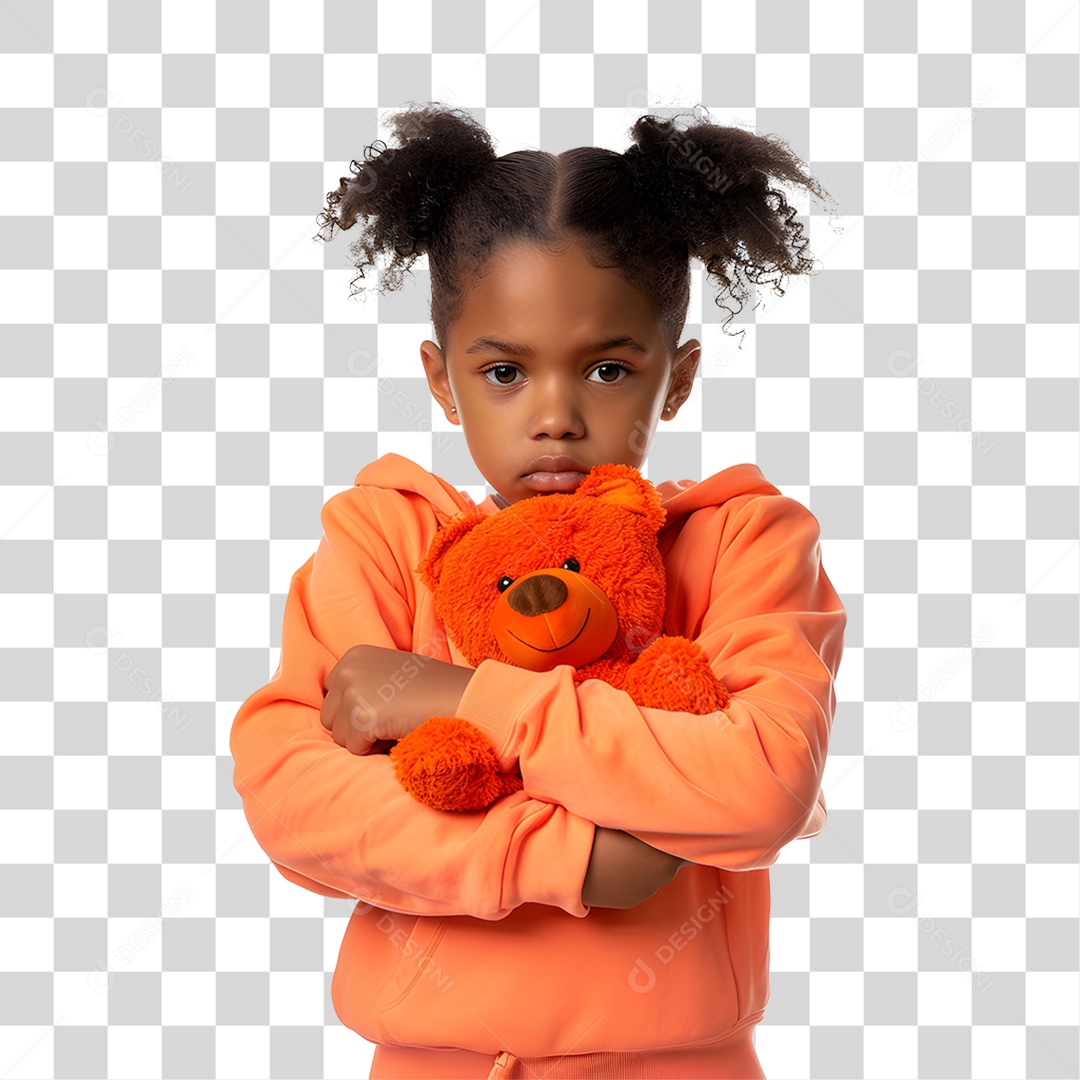 Criança Vestida com Roupa Laranja PNG Transparente