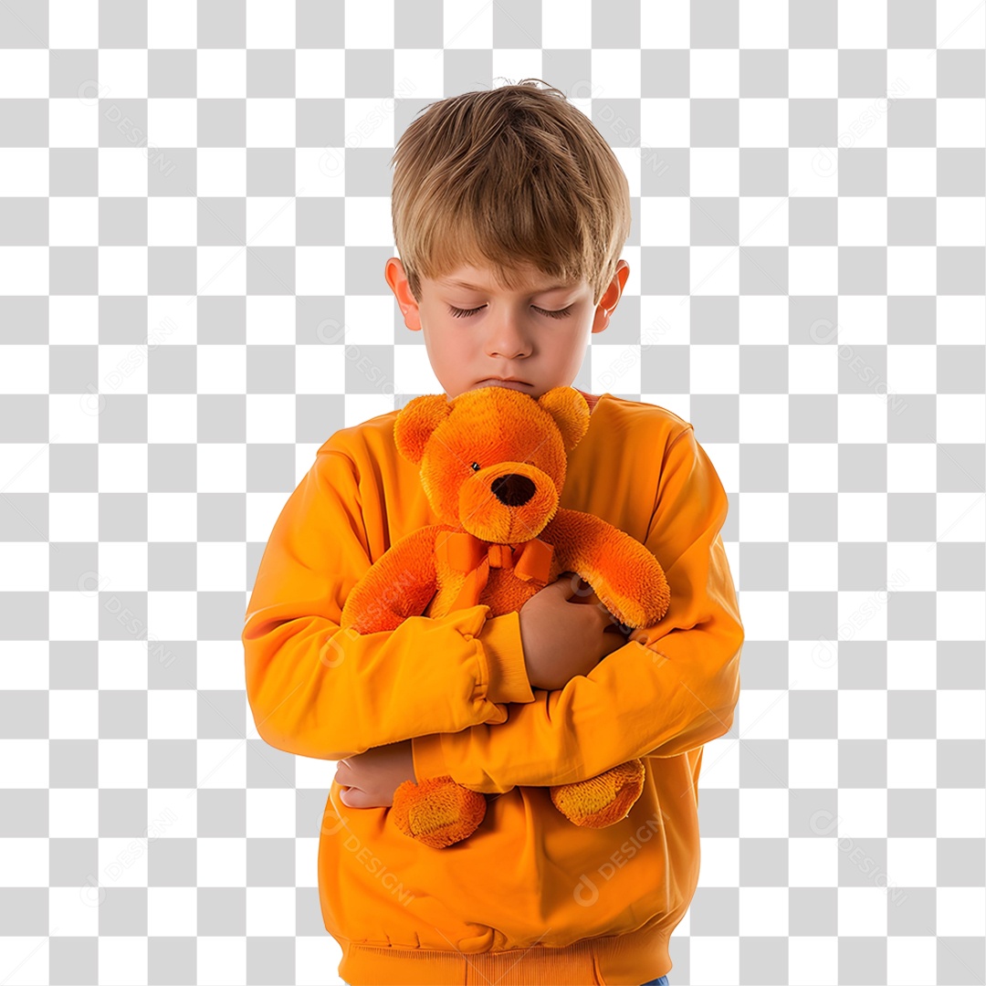 Criança Vestida com Roupa Laranja PNG Transparente