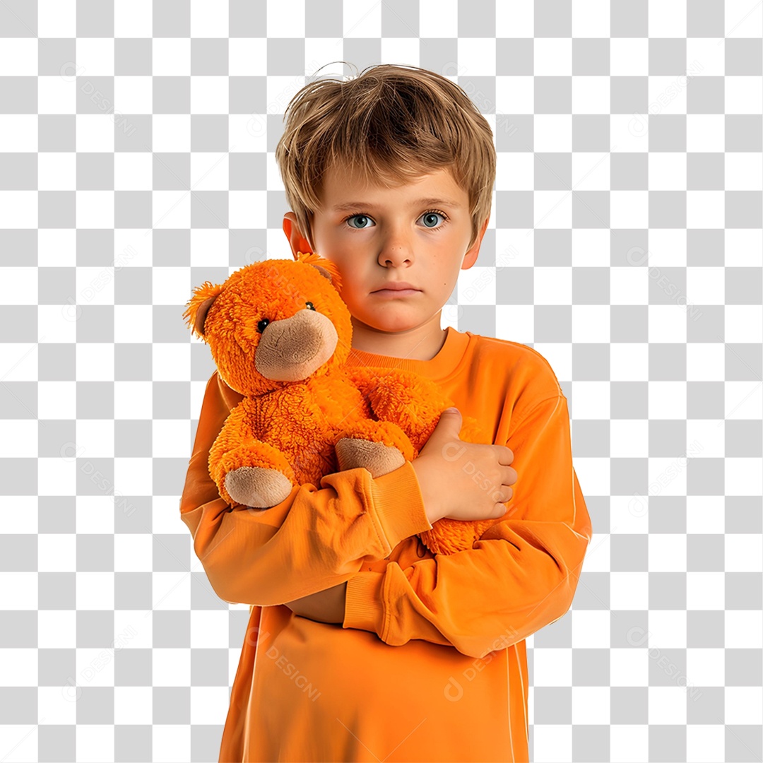 Criança Vestida com Roupa Laranja PNG Transparente