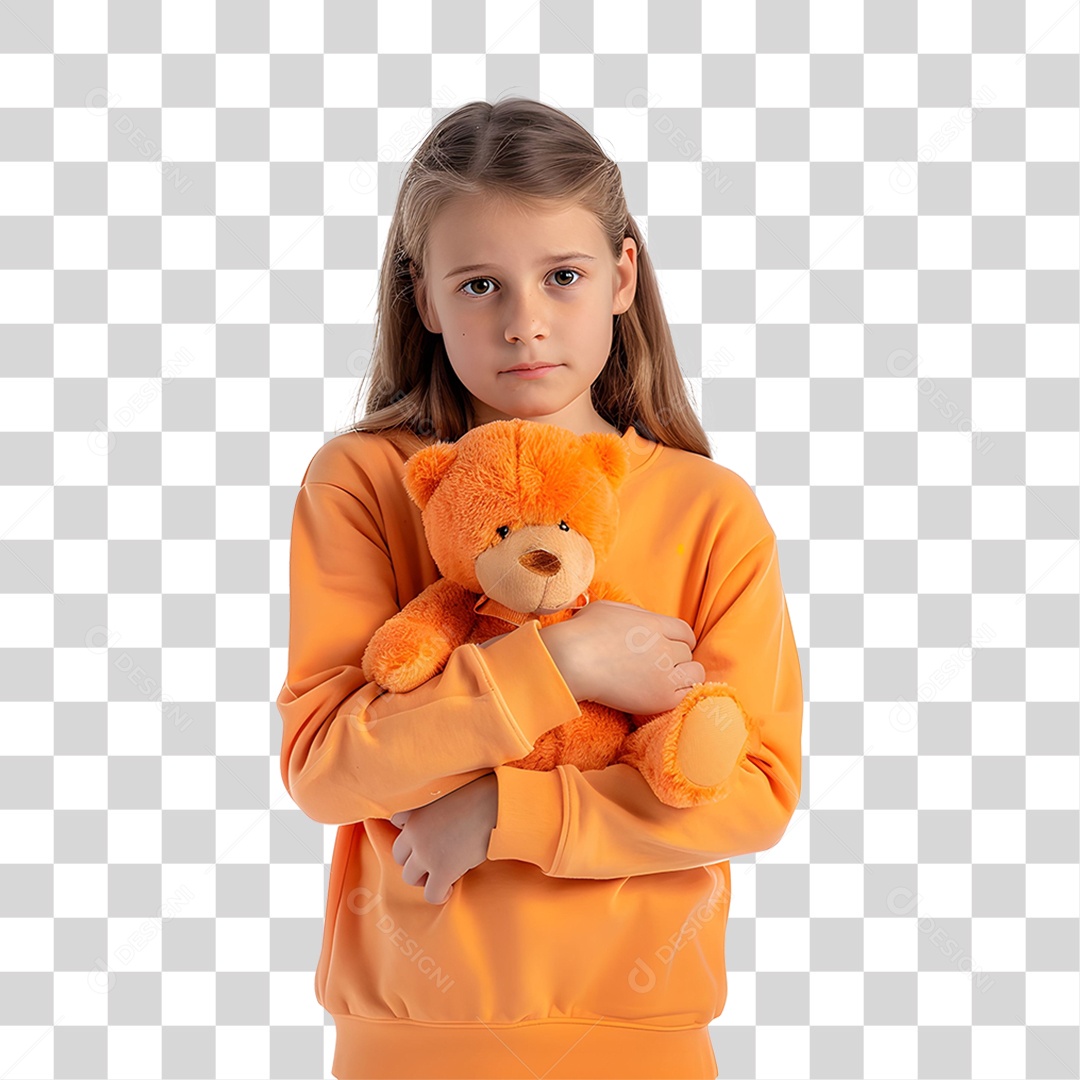 Criança Vestida com Roupa Laranja PNG Transparente