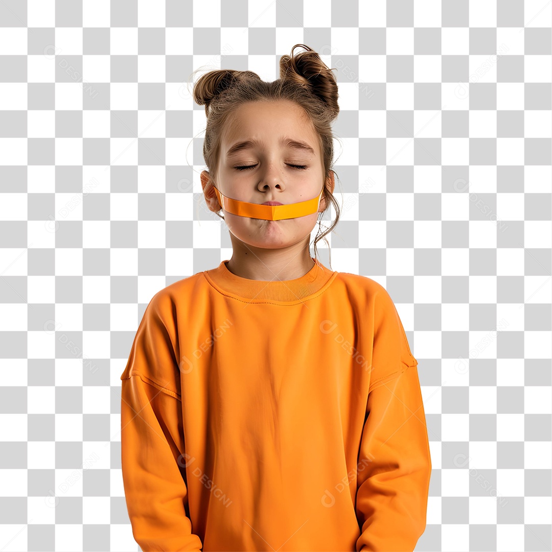 Criança Vestida com Roupa Laranja PNG Transparente