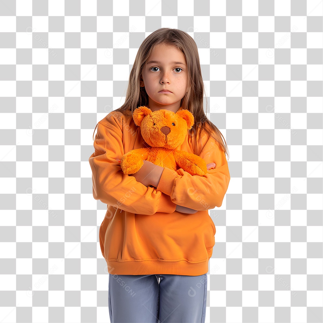 Criança Vestida com Roupa Laranja PNG Transparente