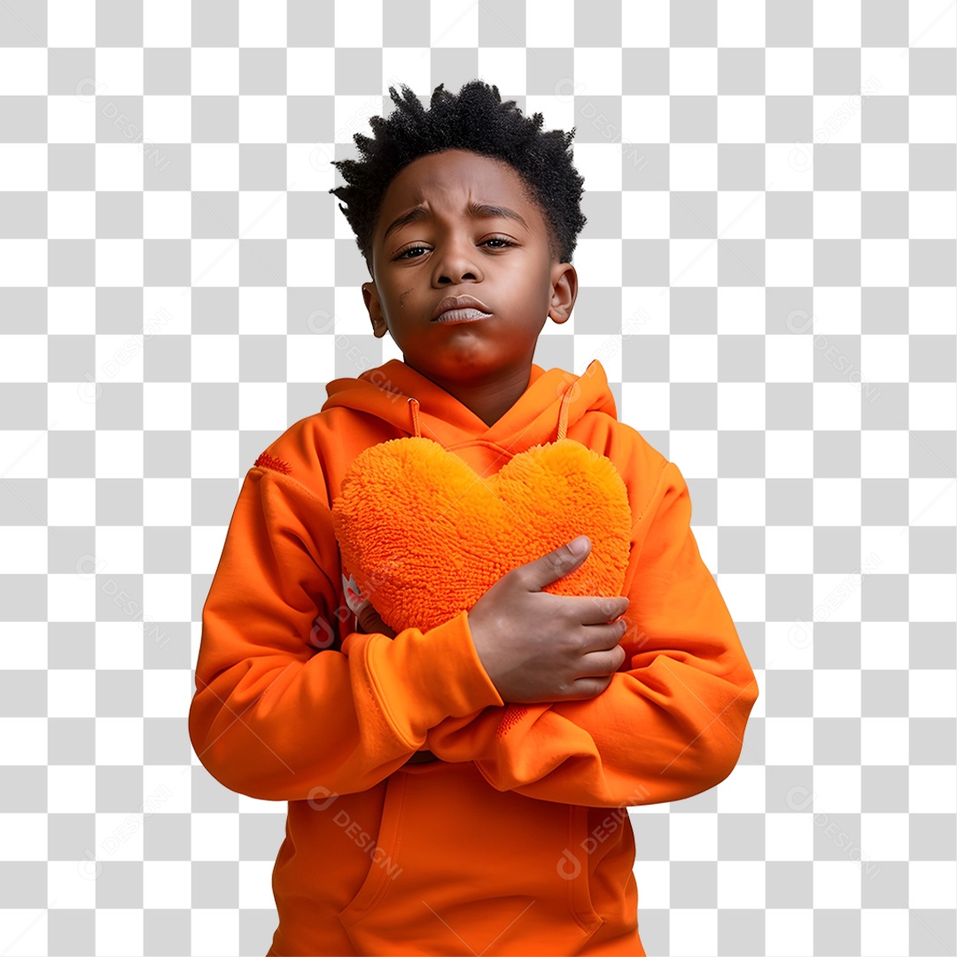 Criança Vestida com Roupa Laranja PNG Transparente