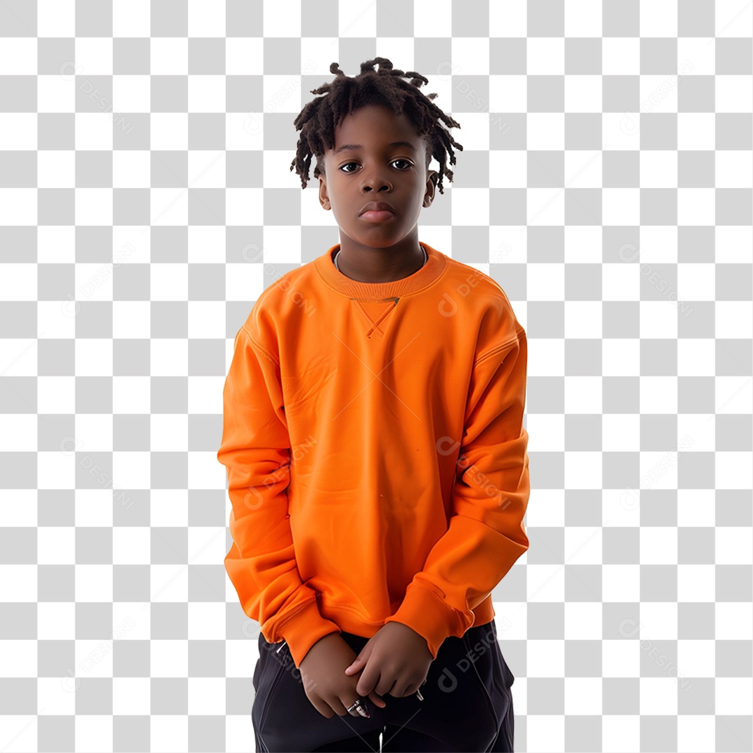 Criança Vestida com Roupa Laranja PNG Transparente