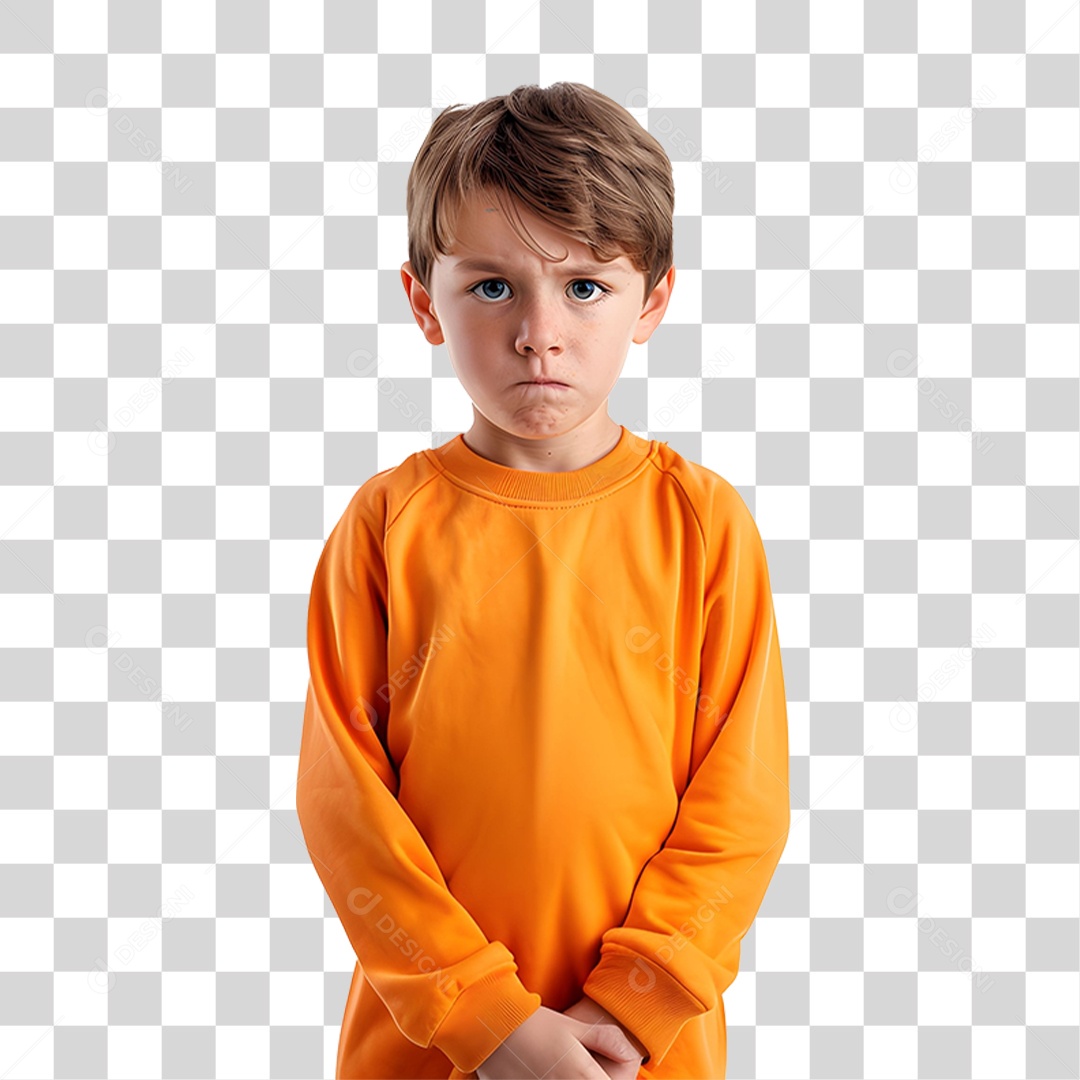 Criança Vestida com Roupa Laranja PNG Transparente
