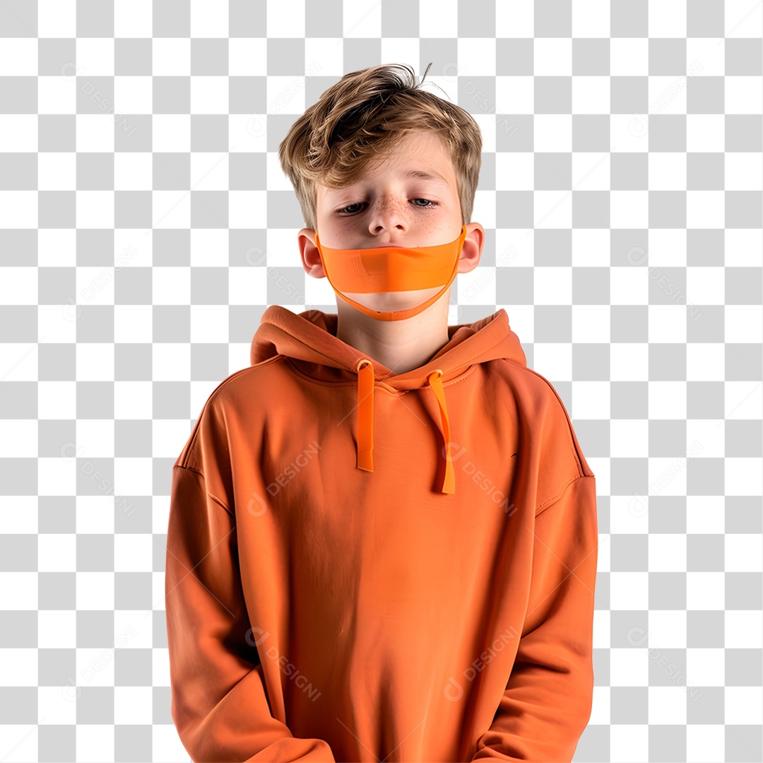 Criança Vestida com Roupa Laranja PNG Transparente