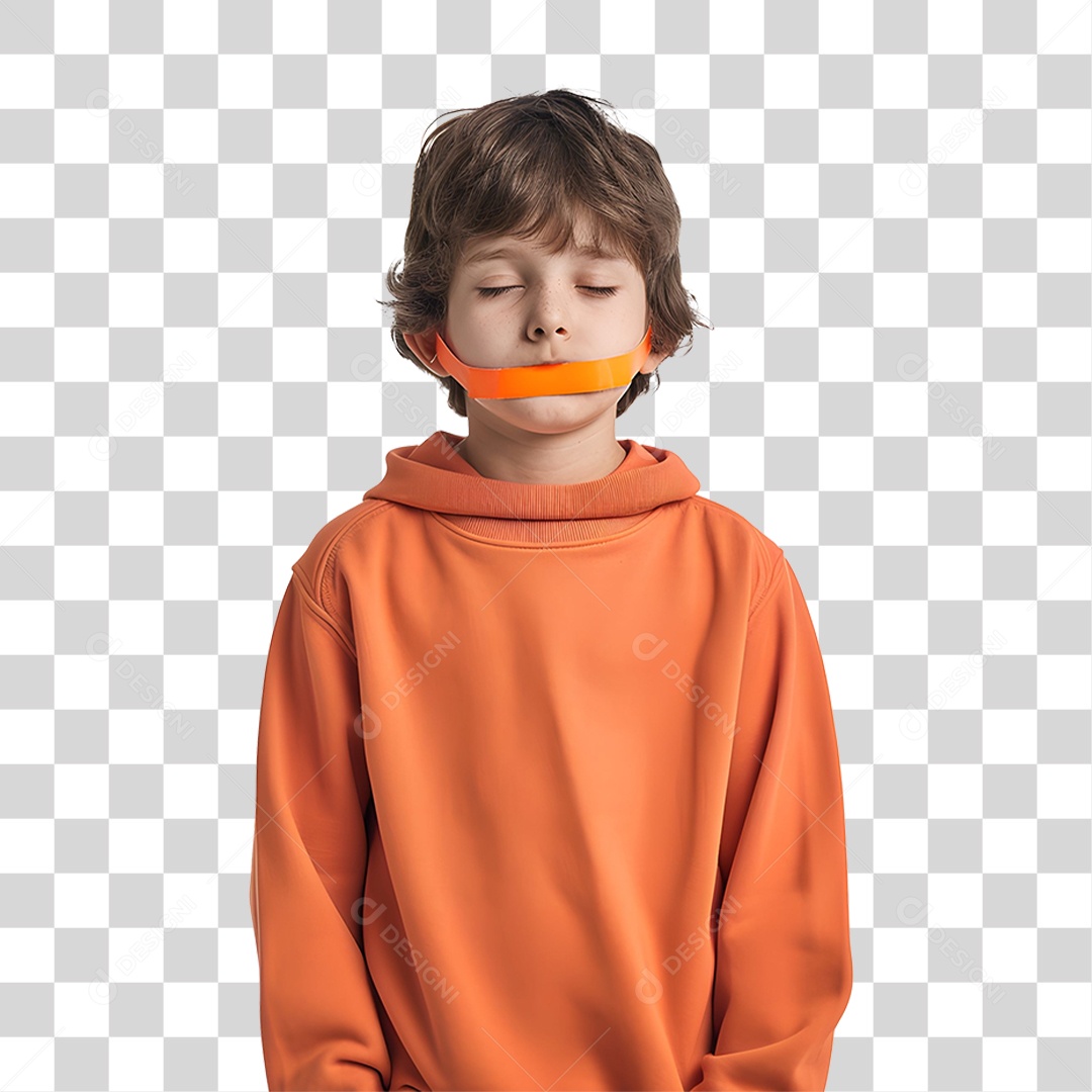 Criança Vestida com Roupa Laranja PNG Transparente