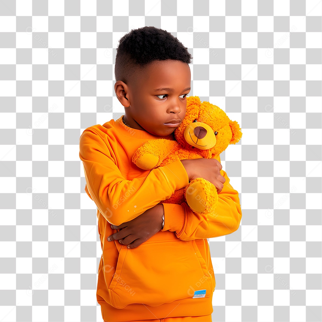 Criança Vestida com Roupa Laranja PNG Transparente