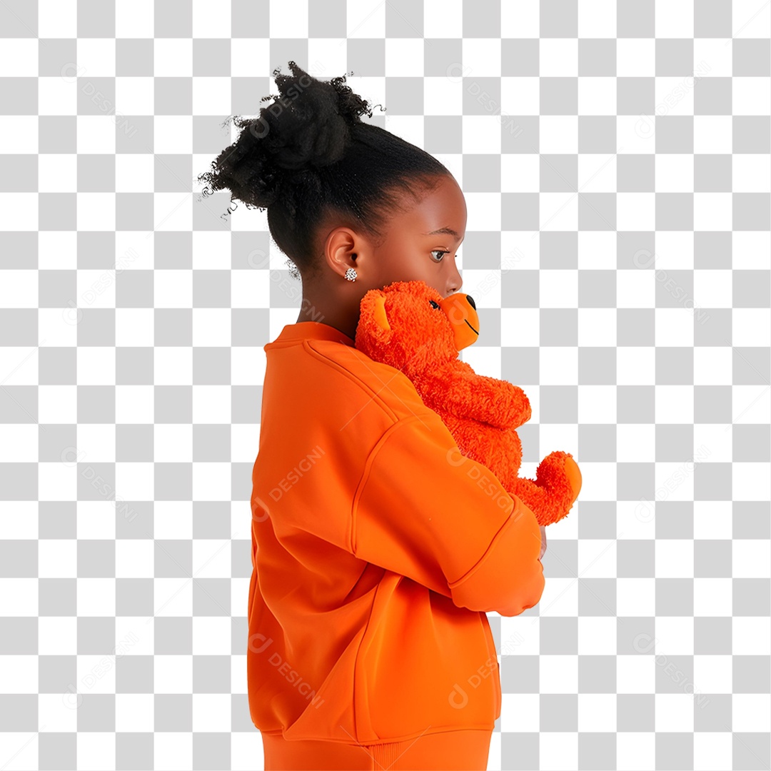 Criança Vestida com Roupa Laranja PNG Transparente