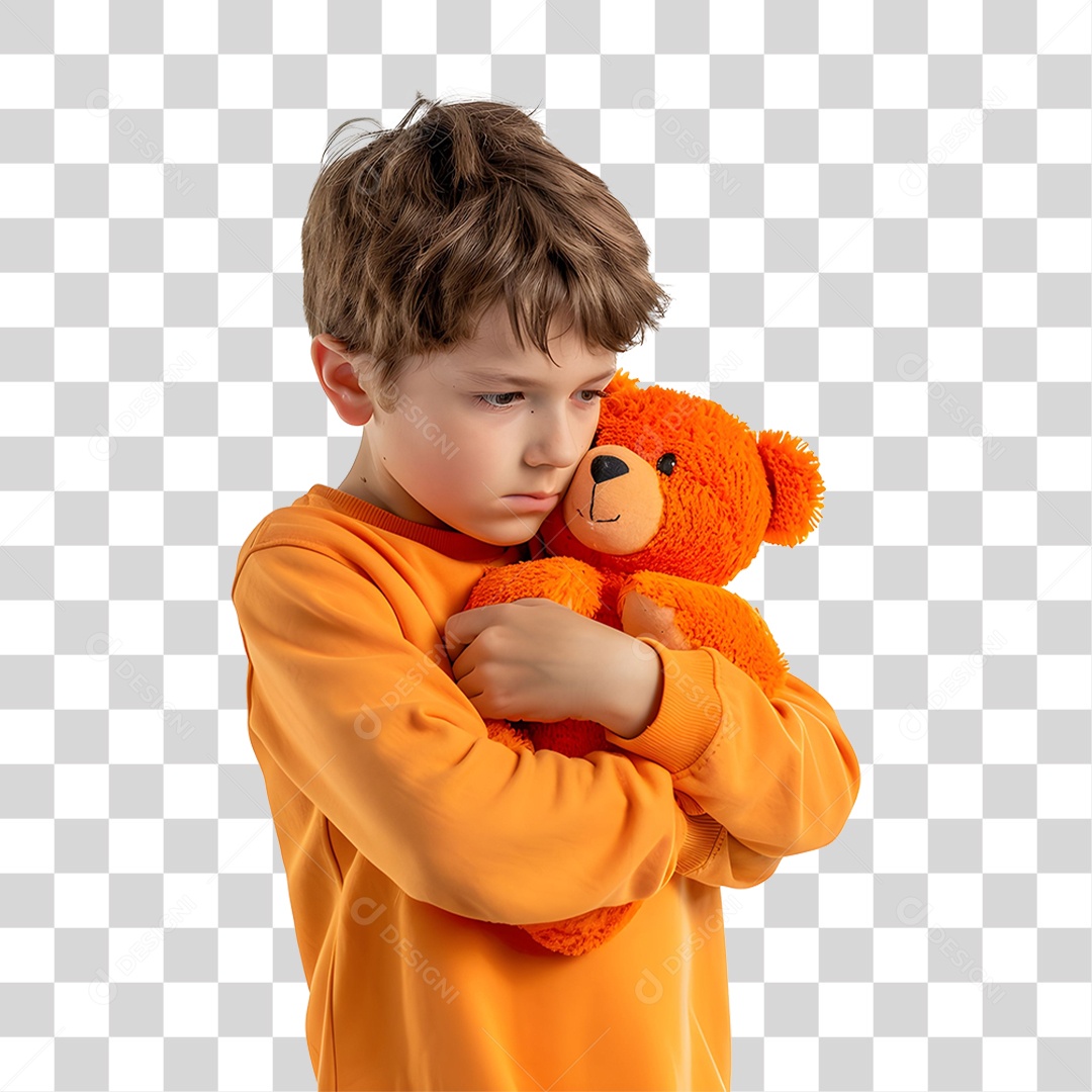 Criança Vestida com Roupa Laranja PNG Transparente